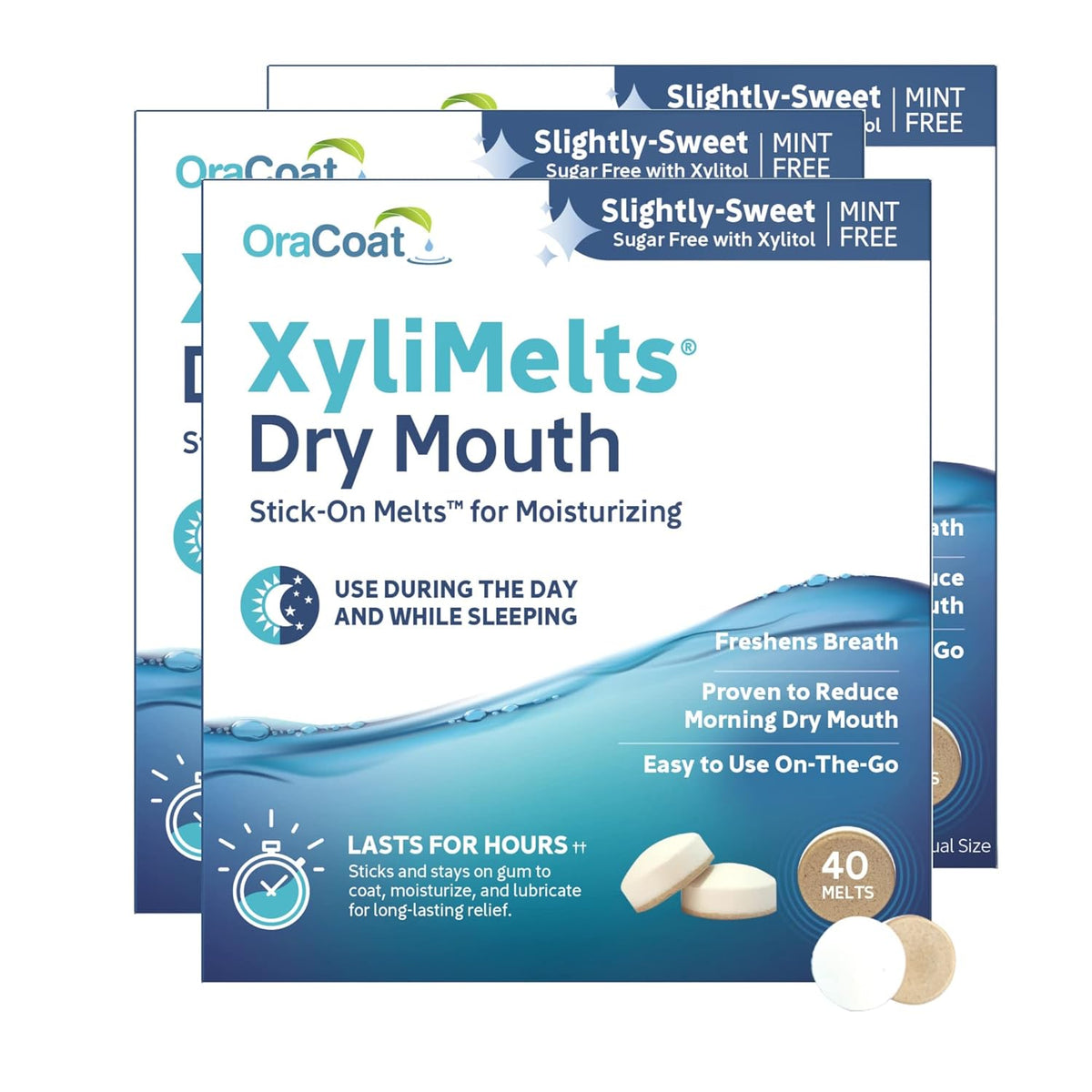 Oracoat XyliMelts - Discos hidratantes para la boca seca, sin azúca...