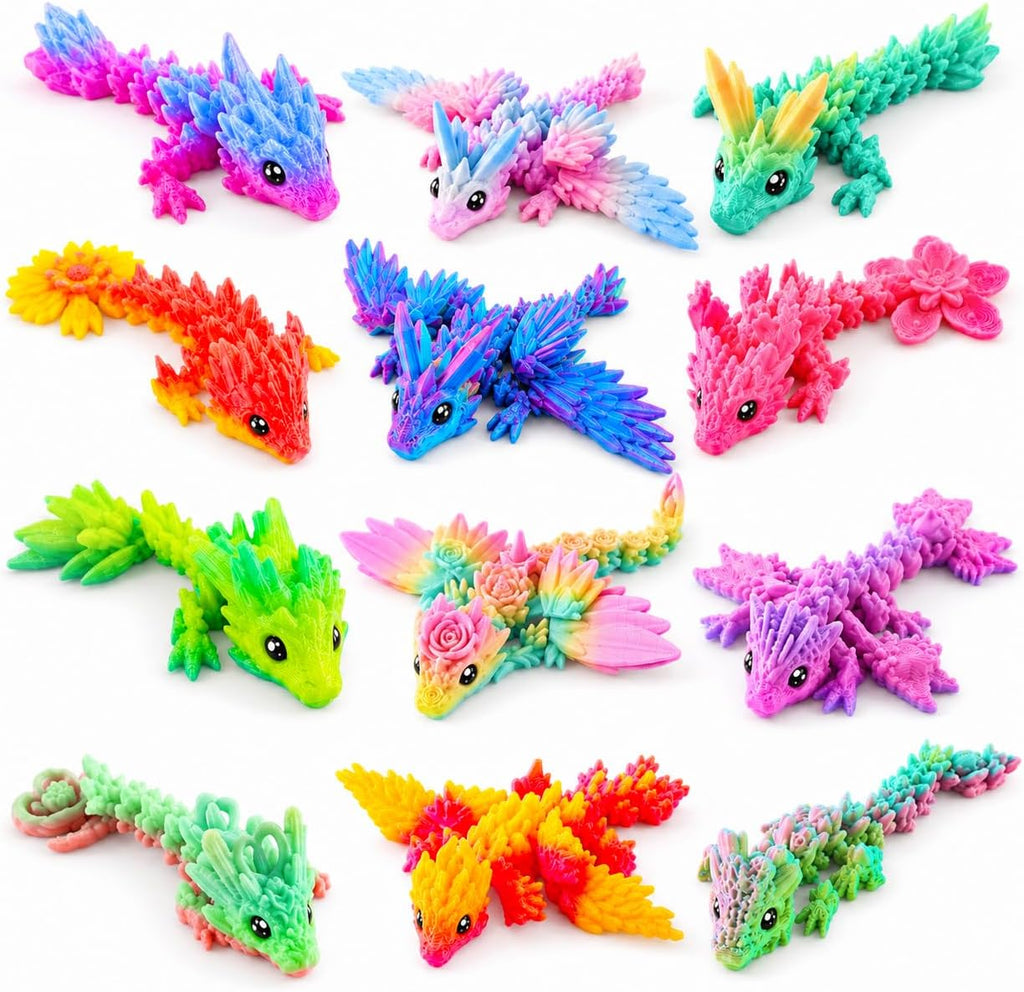 12 piezas de dragones impresos en 3D, juguetes coloridos para ansiedad