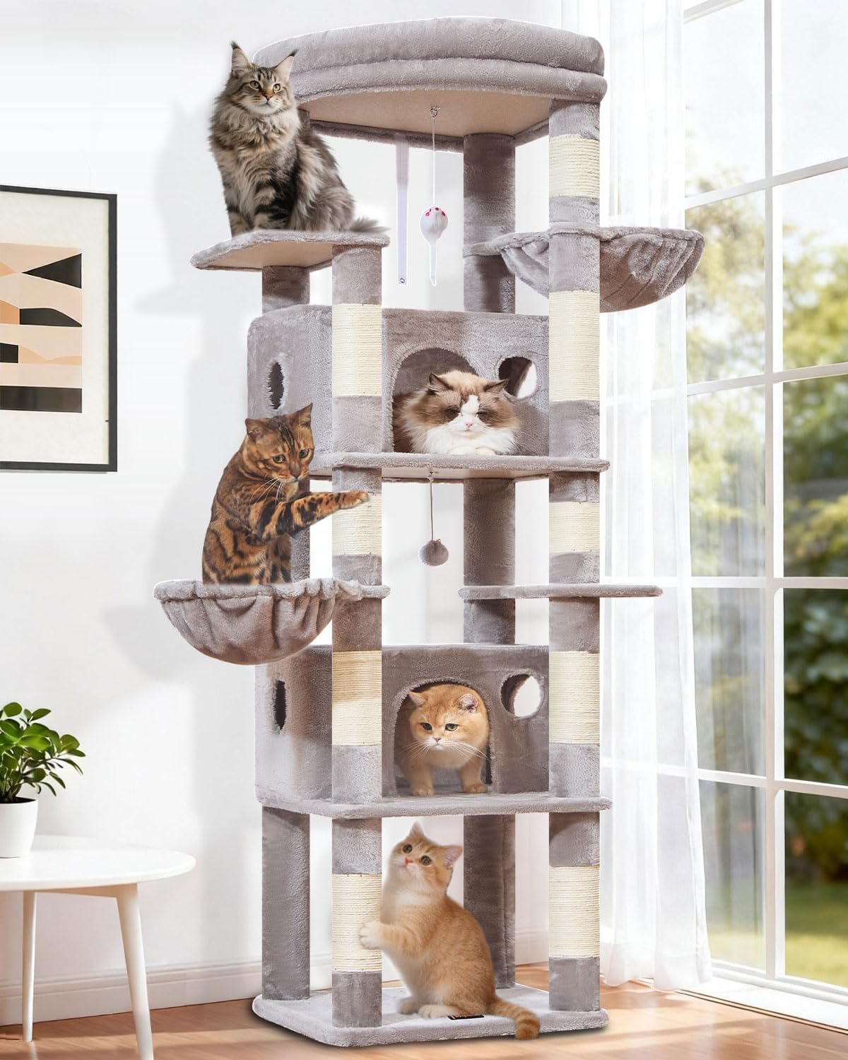 Taoqimiao Árbol para gatos resistente, torre de gato resistente de 73
