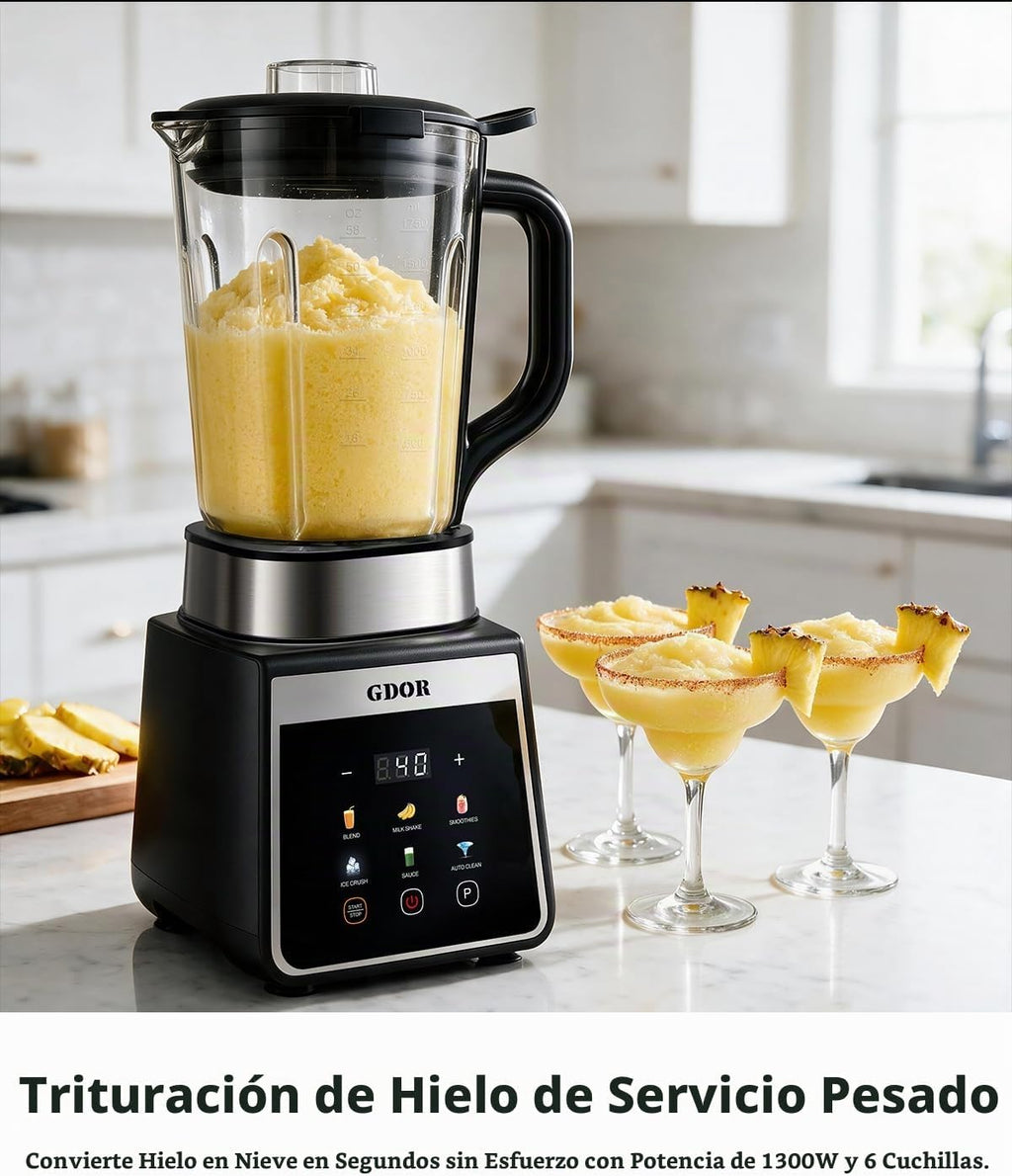 GDOR Licuadora, 1300W Auto-Program Licuadora para Smoothies con Hielo Picado