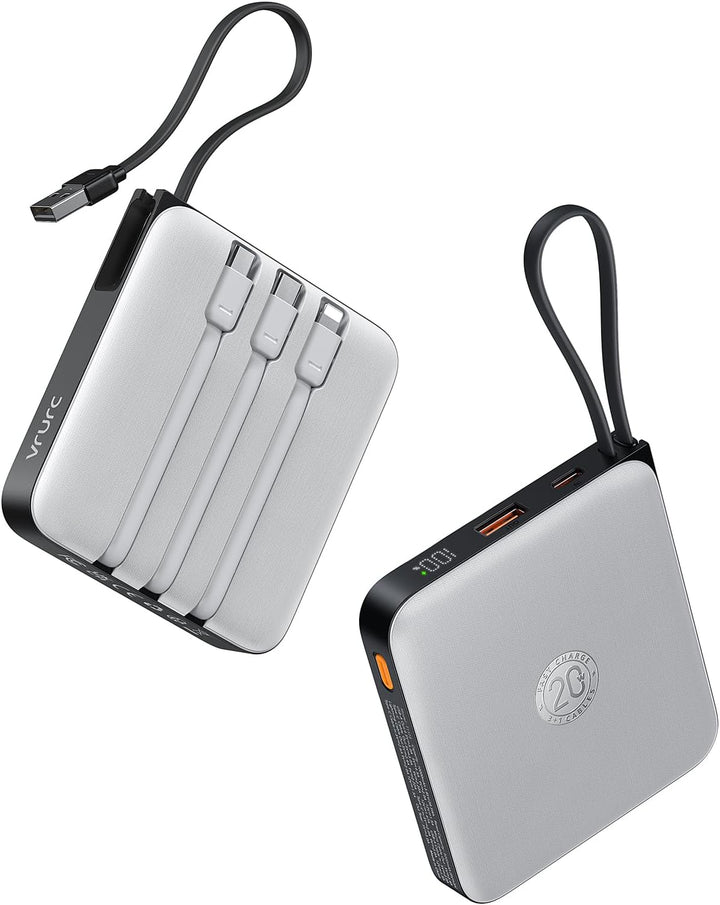 VRURC Cargador de teléfono portátil de 20000mAh con 4 cables integr...