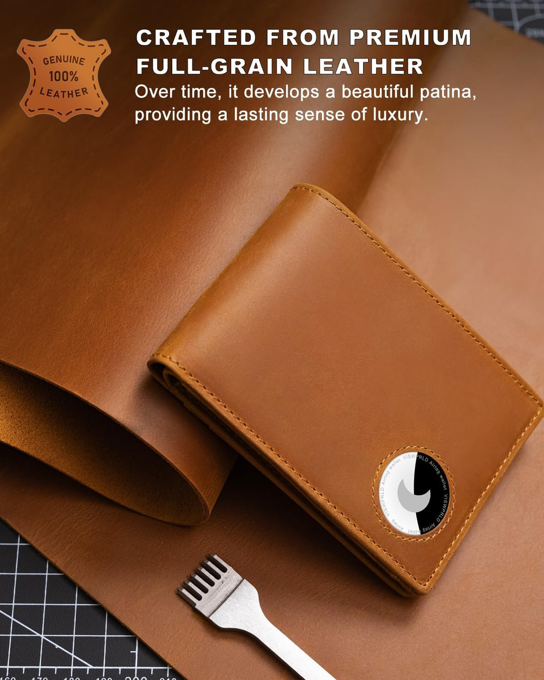 BROSHOPP Billetera Airtag para hombre, billetera plegable de cuero...