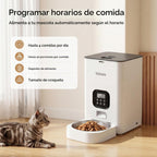 VOLUAS - Comedero automático para gatos, dispensador de alimentos secos con temporizador de 4 litros para gatos y perros