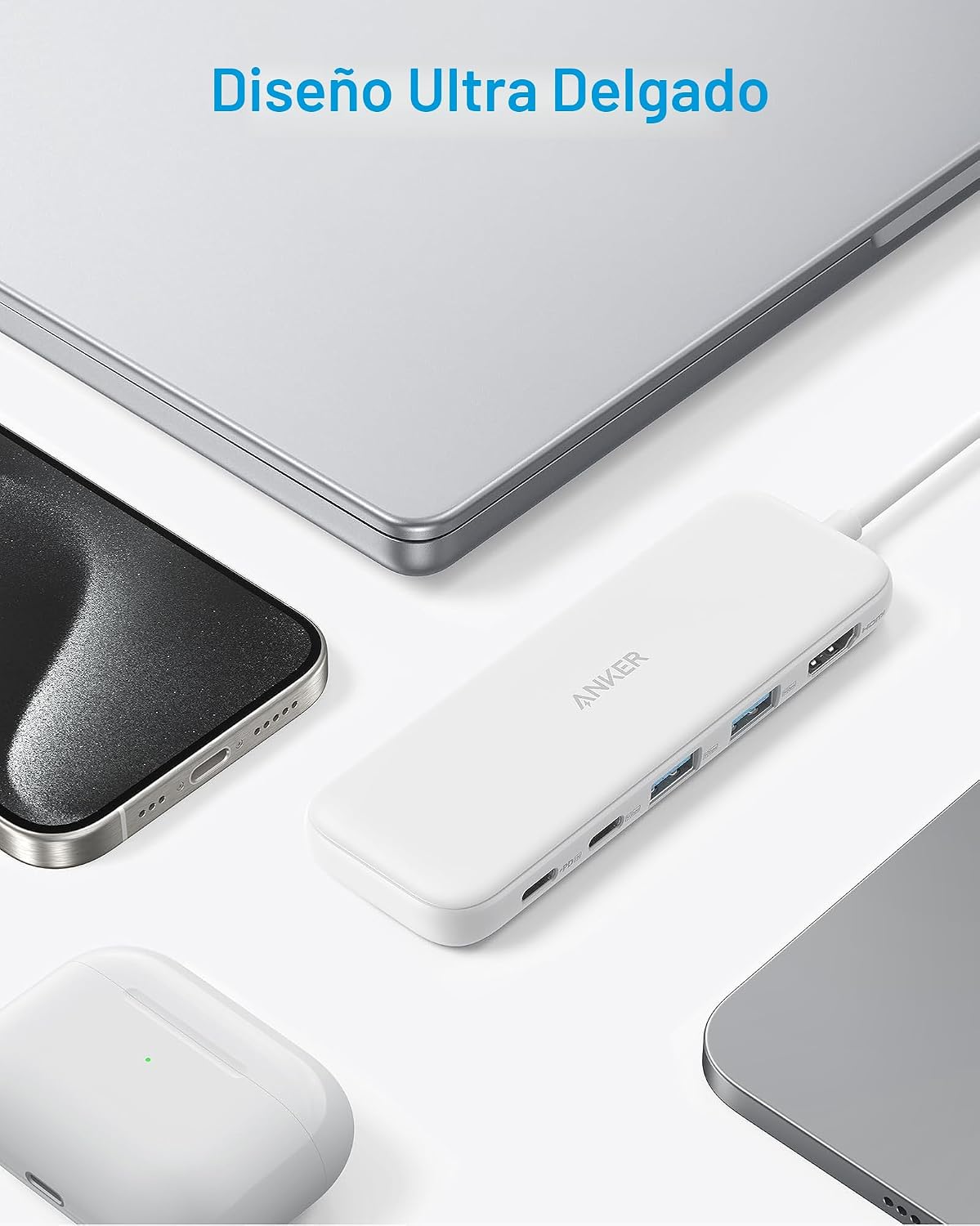 Anker Hub USB C, divisor USBC a HDMI 5 en 1 con pantalla 4K, 1 puer...