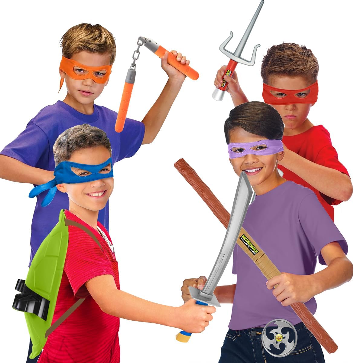 Disfraz de superhéroe de concha de tortuga, accesorios de máscara de arma para niños, juguetes para cumpleaños, Halloween, Navidad, regalos