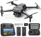 Drone GPS con cámara 4K para adultos, cuadricóptero plegable RC con controlador de pantalla HD de 4.5 pulgadas, motor sin escobillas, retorno automático GPS, vuelo de 60 minutos, tarjeta SD de 4 GB