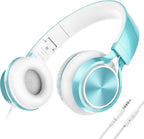 Ailihen Auriculares para Niños para Escuela, con Cable y Micrófono para Adolescentes, Verde Lima