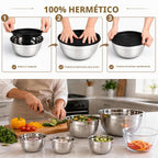 Juego de 7 cuencos para mezclar con tapas herméticas, cuenco de vidrio apto