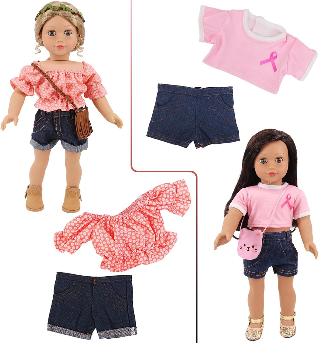 K.T. Fancy American - Juego de 10 accesorios de ropa para muñecas de 18 pulgadas