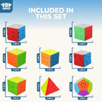 STEAM Life Speed Cube Set 8 Pack Magic Cube | Includes 3x3, 2x2, 4x4 Speed Cube, Pyramid Cube, Megaminx Cube Bundle Collection Cube Toys para Kids & Adults