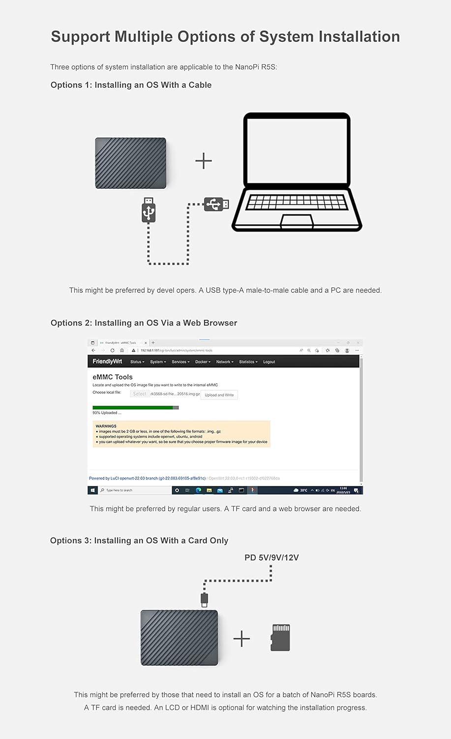 FriendlyElec Nanopi R5S Mini Router OpenWRT con tres puertos Ethern...