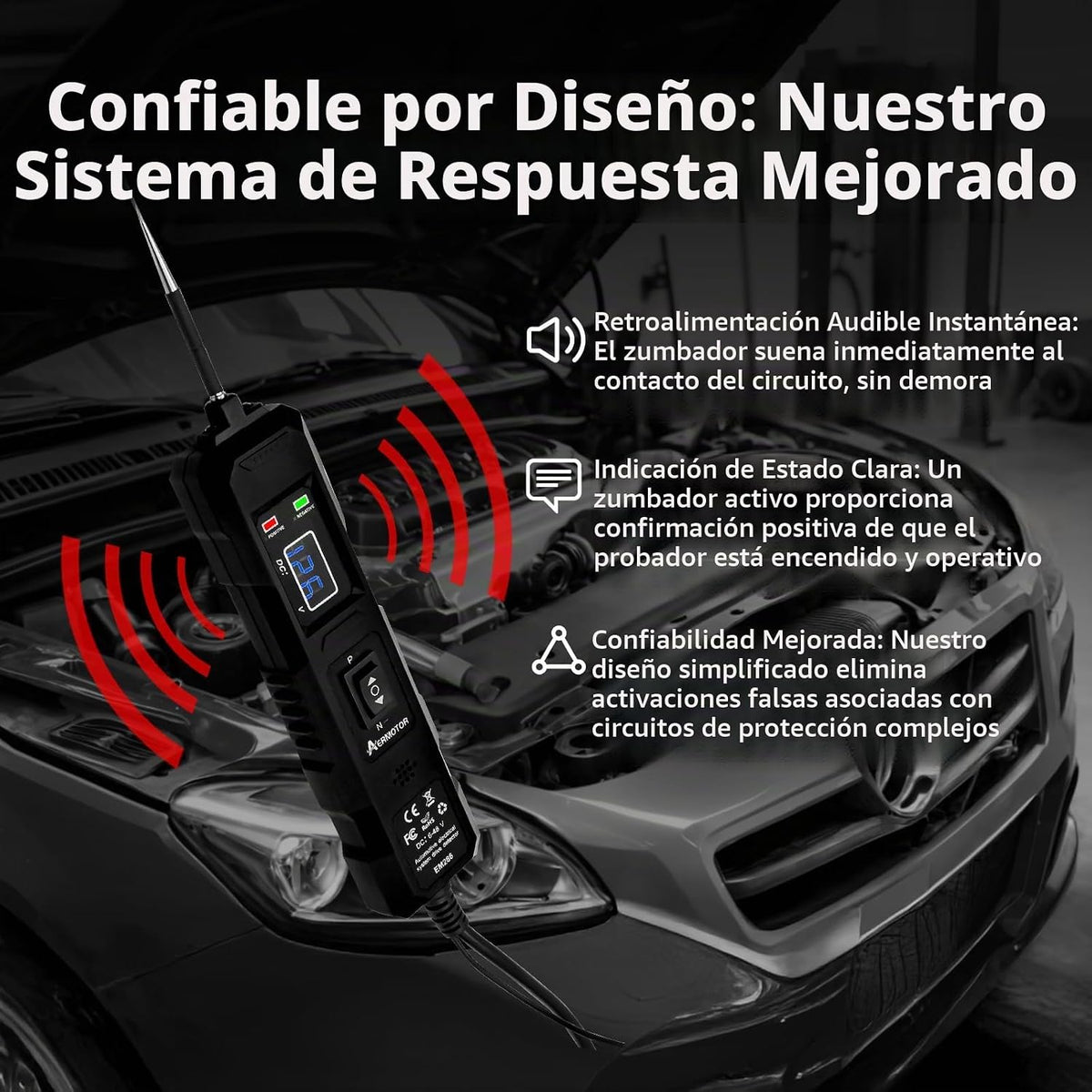 Probador de sonda de circuito de alimentación del coche de 6V-48V DC con