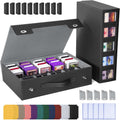 Caja de almacenamiento de cartas de intercambio UAONO con pantalla Commander, caja de cartas mágicas de 5 filas con asa y cerradura de aleación de aluminio para más de 3900 cartas sin funda, adecuada