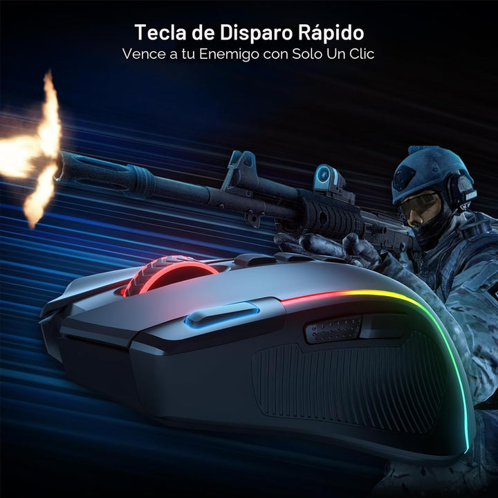 Redragon Ratón para juegos M612 PRO RGB, 8000 DPI con cable\/inalám...