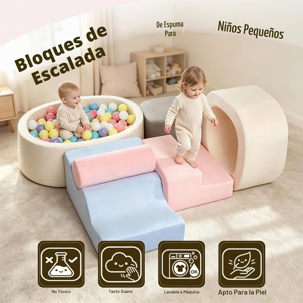 Bloques de escalada de espuma de 6 piezas, juguetes de escalada para niños de 1 año, juego suave