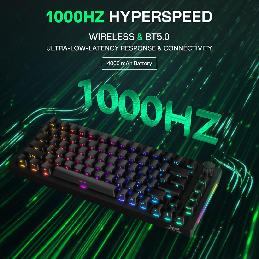 HINATSUSIKE H83 Pro 75 Percent Wireless Mechanical Keyboard for Gam...