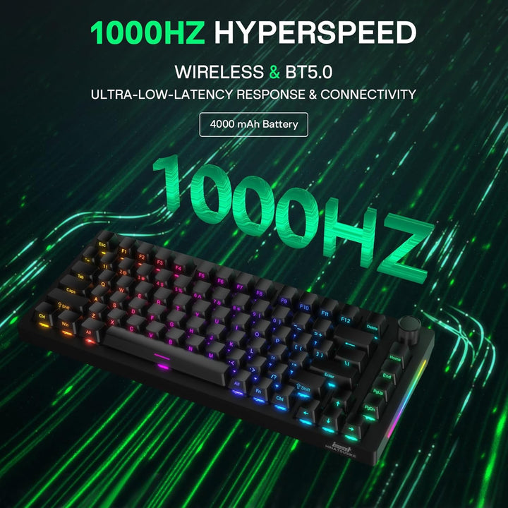 HINATSUSIKE H83 Pro 75 Percent Wireless Mechanical Keyboard for Gam...