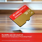 SANDISK Tarjeta microSD extrema de 128 GB + adaptador, velocidades de