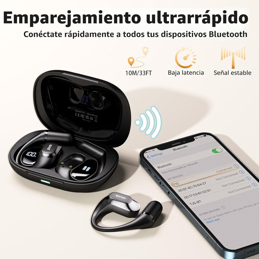 Auriculares de oído abierto, auriculares sobre la oreja con gancho...