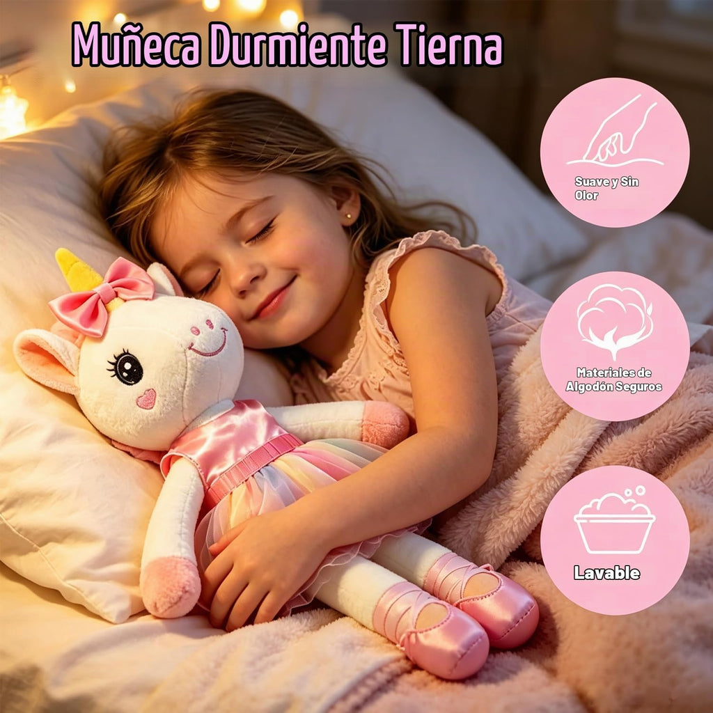 BOLZRA Juguetes de unicornio de bailarina para niñas de 4 a 6 años, juego de muñecas de animales de peluche de unicornio, 3 juegos de muñeca de ballet princesa con bolsa de felpa arcoíris, regalos de unicornios para cumpleaños, cesta de Pascua