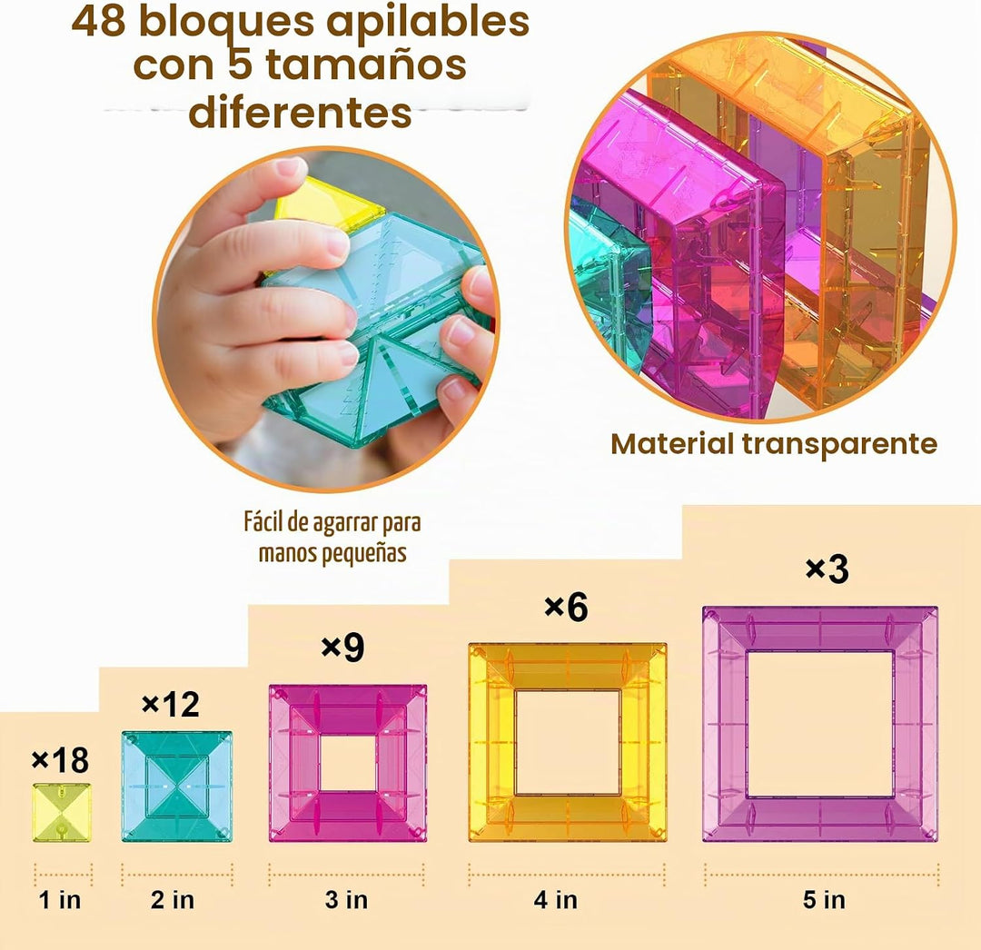WSKC Bloques de construcción, 48 piezas de juguetes apilables para...