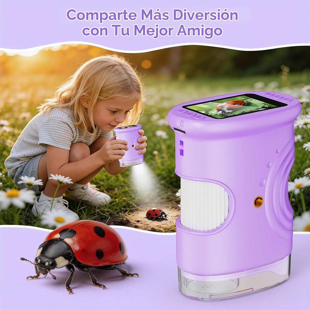 Microscopio digital de mano 4K 1000X para niños con pantalla IPS de 2.0