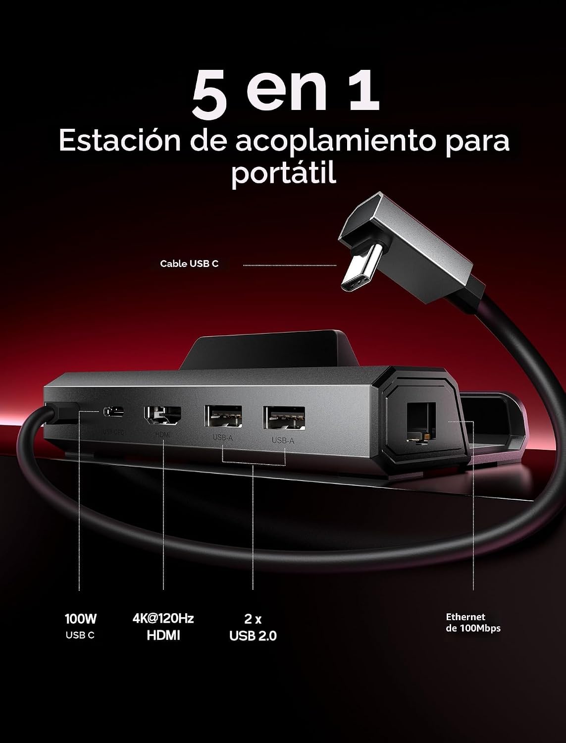 JSAUX 5-en-1 Docking Station para Steam Deck/ROG Ally X/Legion Go S-HB0602
