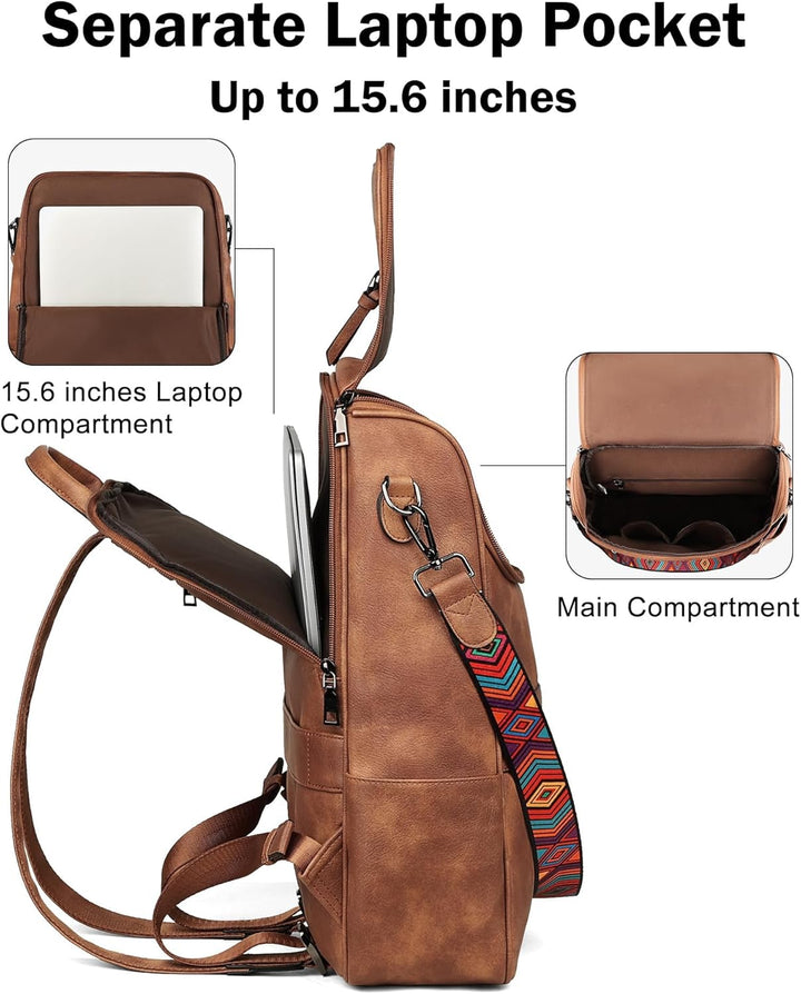 FADEON Mochila para computadora portátil para mujer, mochila de via...