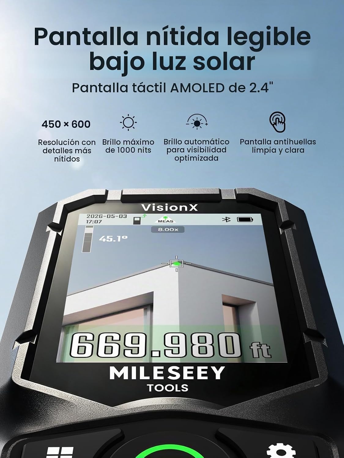 MILESEEY Paquete de medición láser verde S50C con cámara y trípode