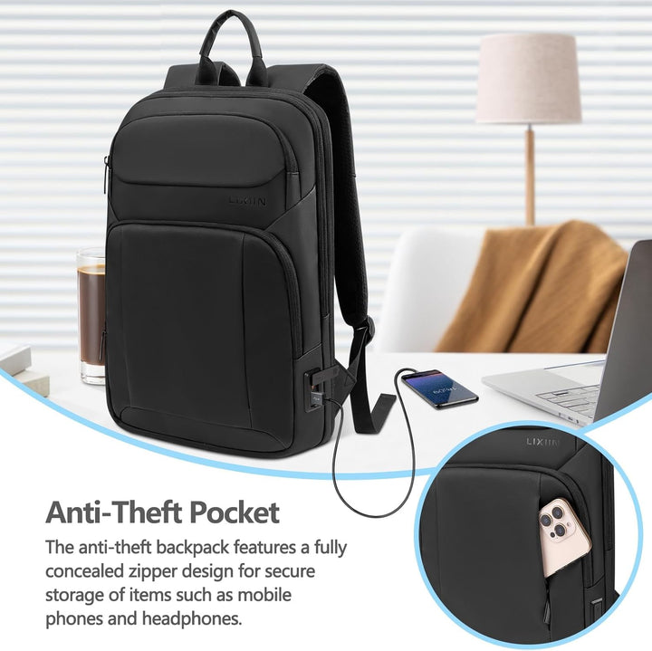 Lixiin Mochila para laptop para hombre, mochila de viaje expandible...