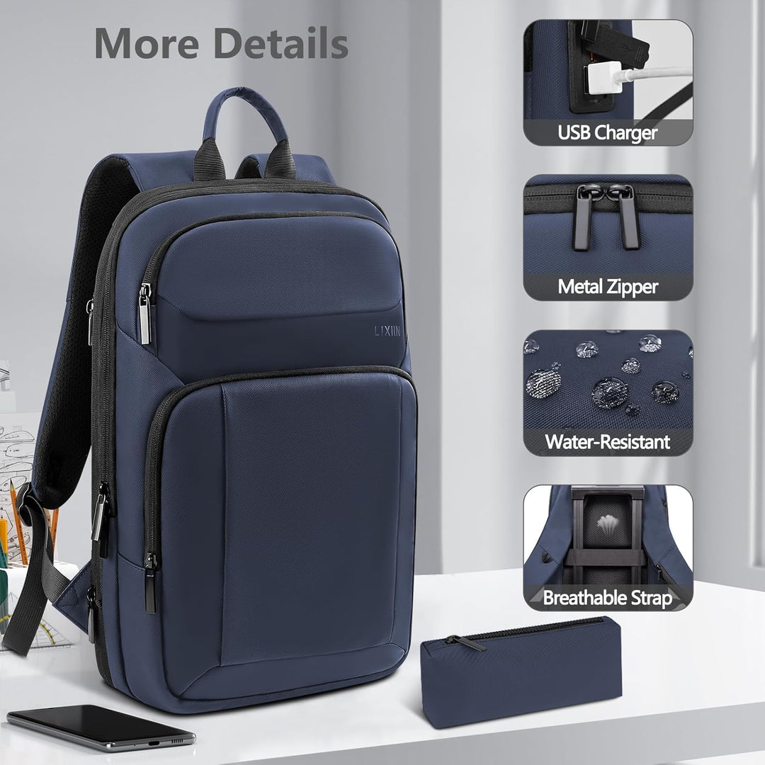 Lixiin Mochila para laptop para hombre, mochila de viaje expandible...