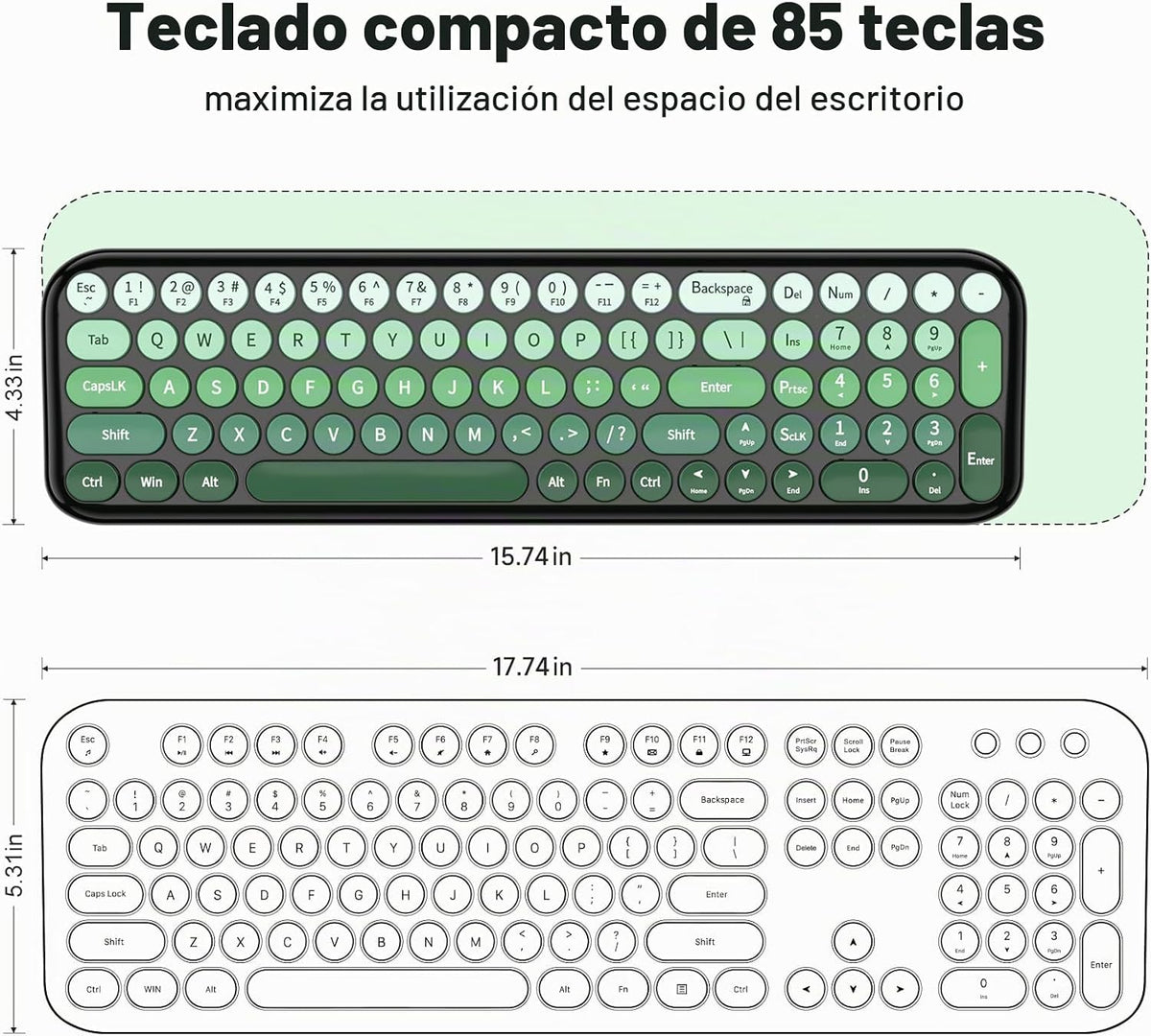 MOFII Combo de teclado y mouse inalámbricos, teclado pequeño compac...