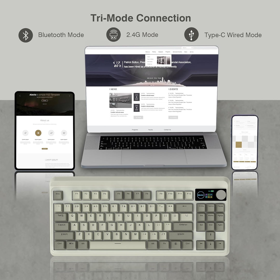 Teclado de juego Womier Retro 75% con pantalla OLED y perilla, M87...