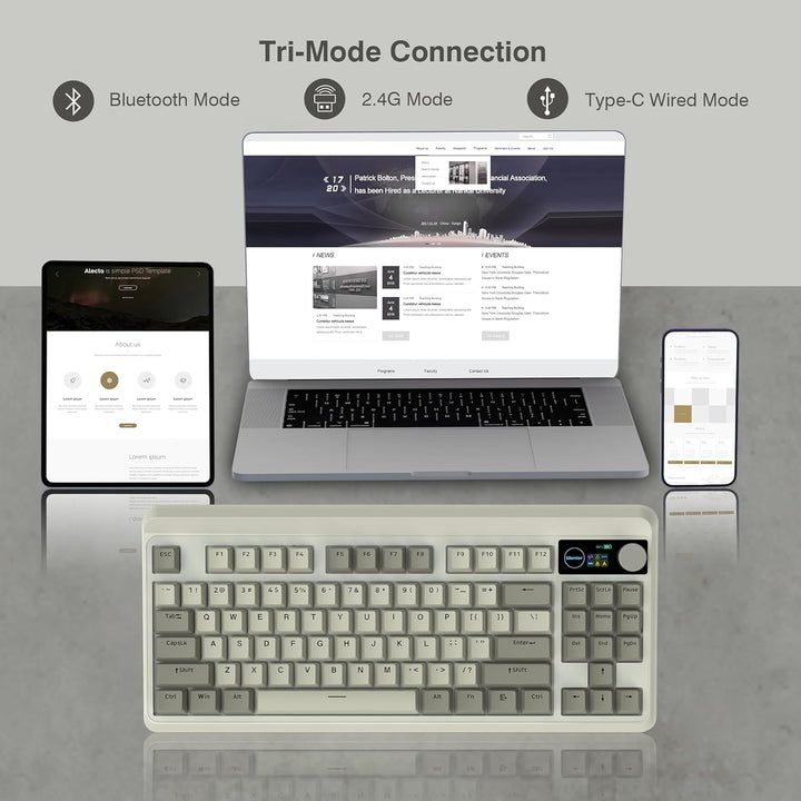 Teclado de juego Womier Retro 75% con pantalla OLED y perilla, M87...