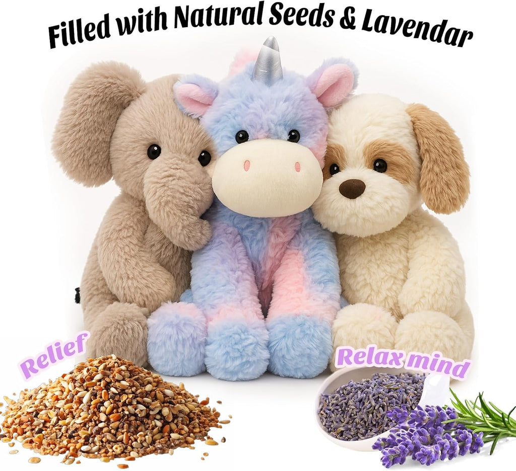 Easfan Peluche de unicornio ponderado para microondas para niños de 12