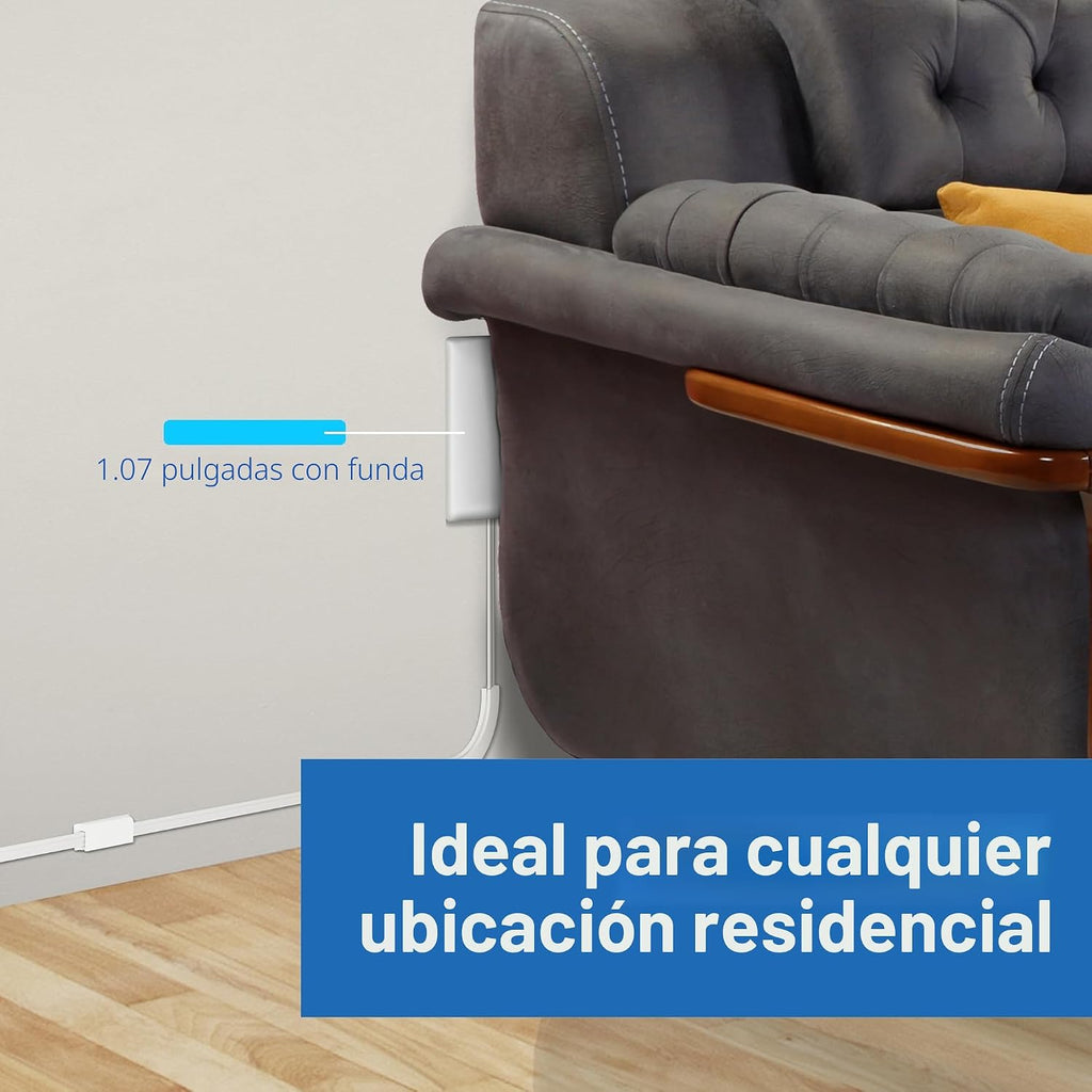 Extensor de toma de corriente LIDER Flat-Face, 3 receptáculos, cable de 3 ft, 1625W, ultra delgado