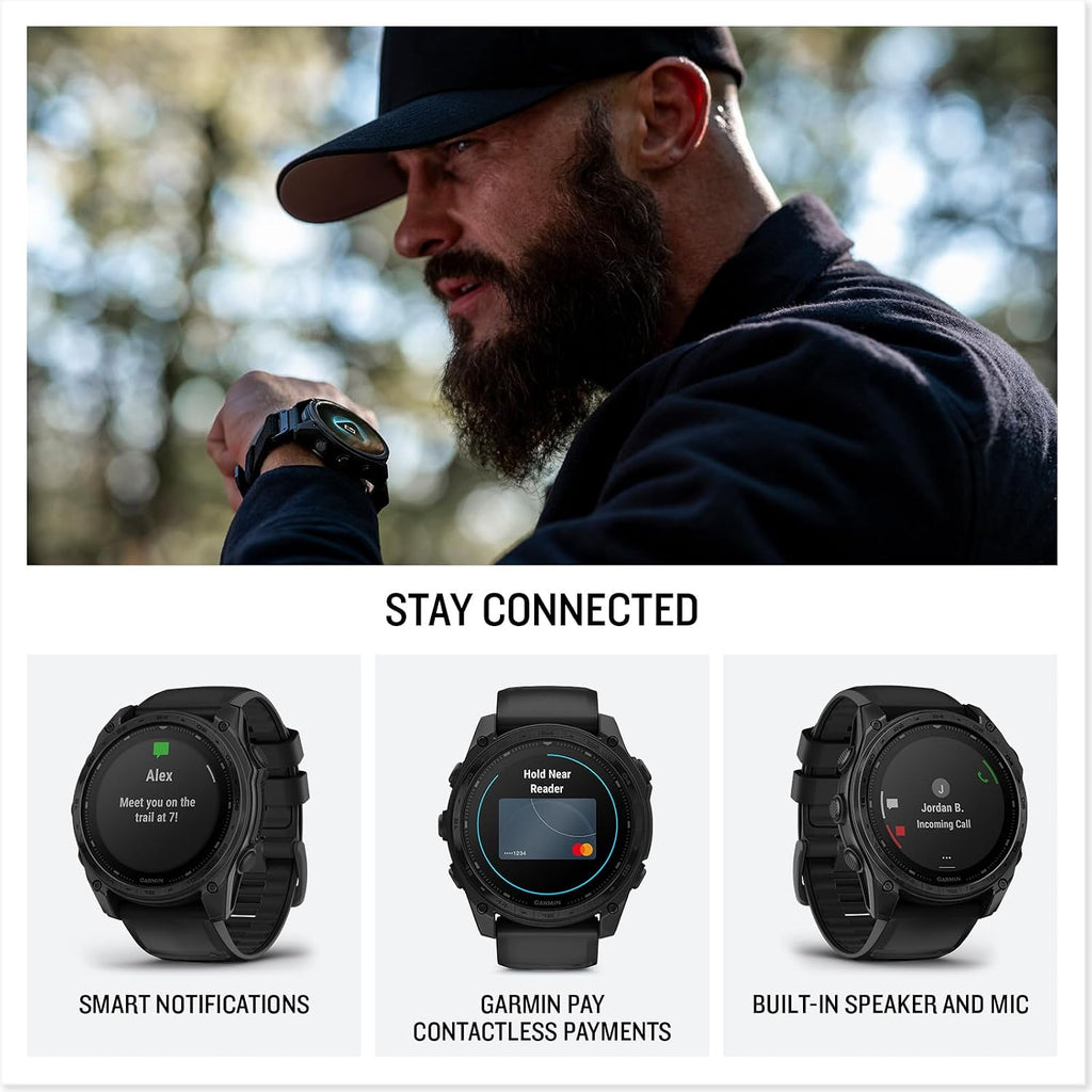 Garmin tactix® 8 51mm, pantalla con carga solar, reloj inteligente táctico GPS premium, incluye Applied Ballistics Ultralight™ Solver