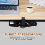 Plataforma de soporte de alfombrilla de mouse con abrazadera, altura ajustable debajo del escritorio, soporte de extensión giratoria de 360°, con 5 compartimentos de almacenamiento, ahorra