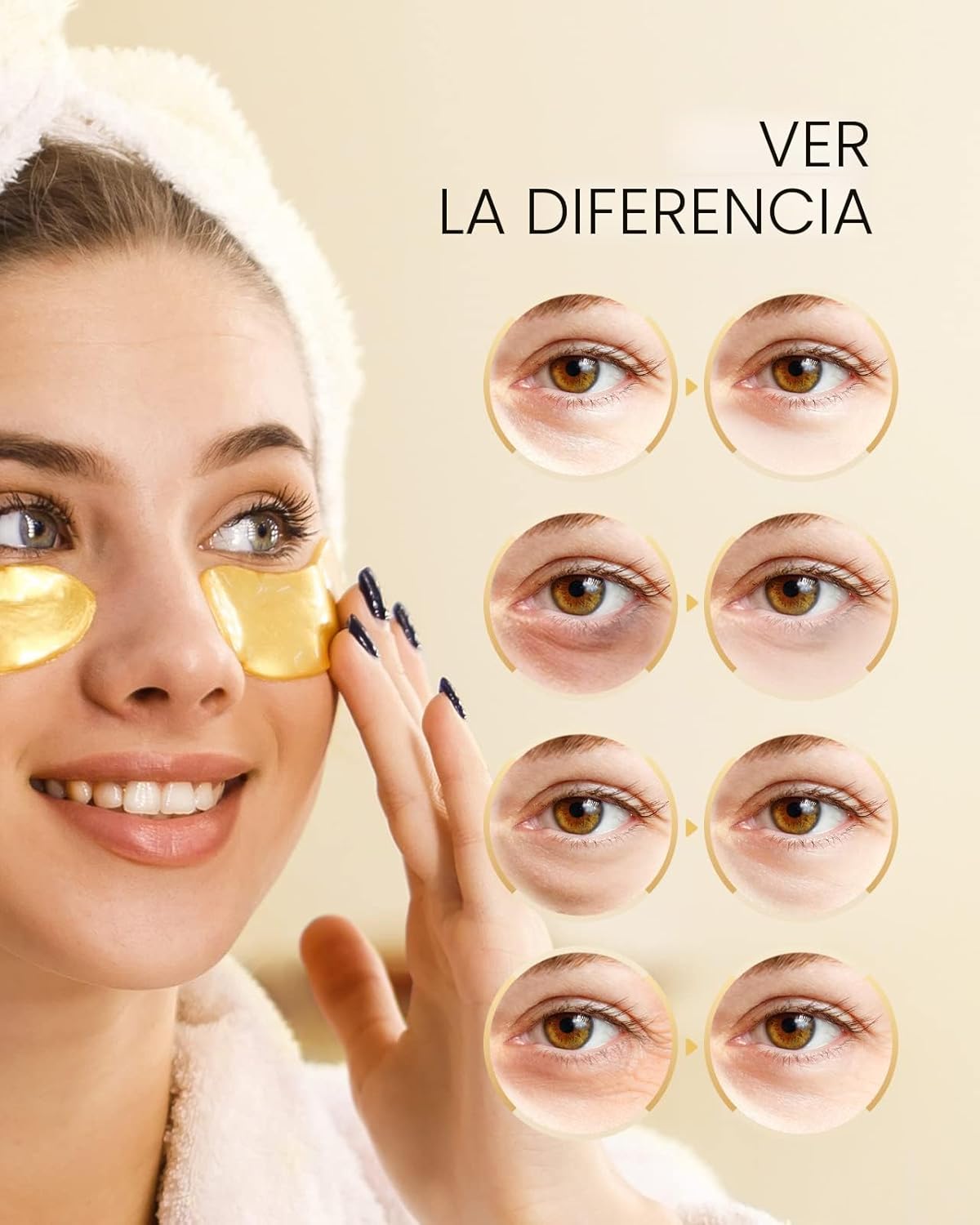 Maskiss - Parches para el contorno de ojos de oro 24 quilates, 50 p...