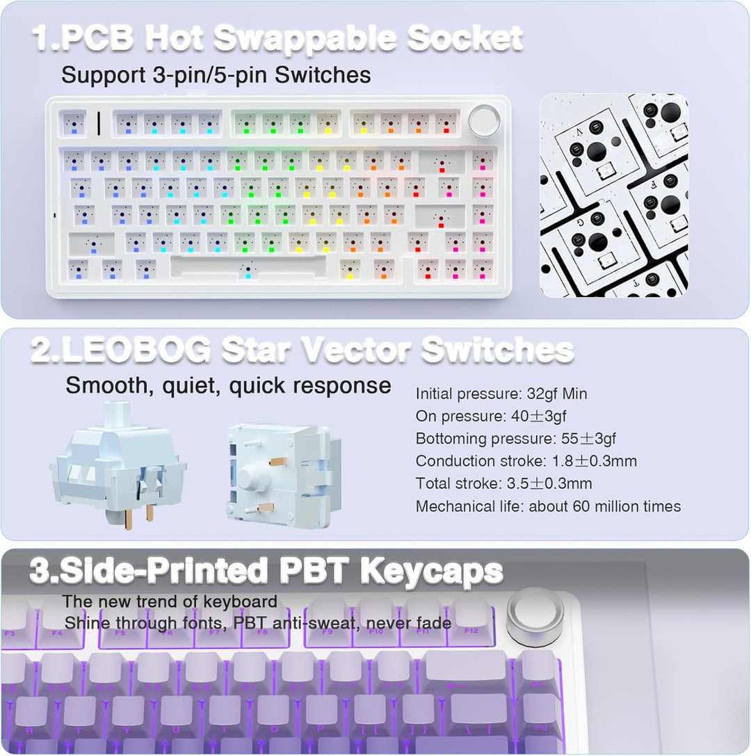 AULA Teclado mecánico inalámbrico F75 Pro, 75% teclado personalizad...