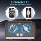 Enrollador automático de reloj para 2 relojes - 4 modos de rotación, compatible con relojes famosos como Rolex, Taghaoya, Casio AK, Breitling, etc