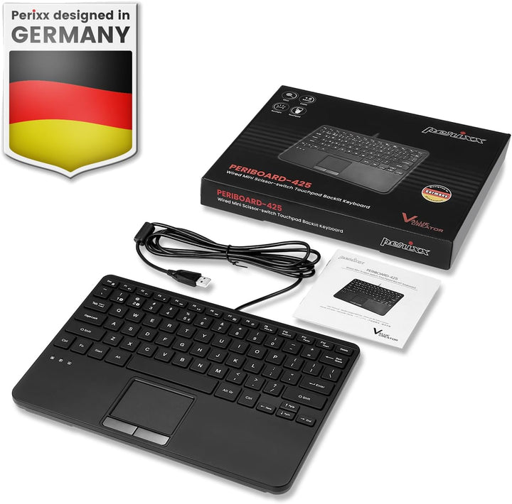 Perixx PERIBOARD-425 US Mini Teclado USB con Cable con Touchpad, Te...