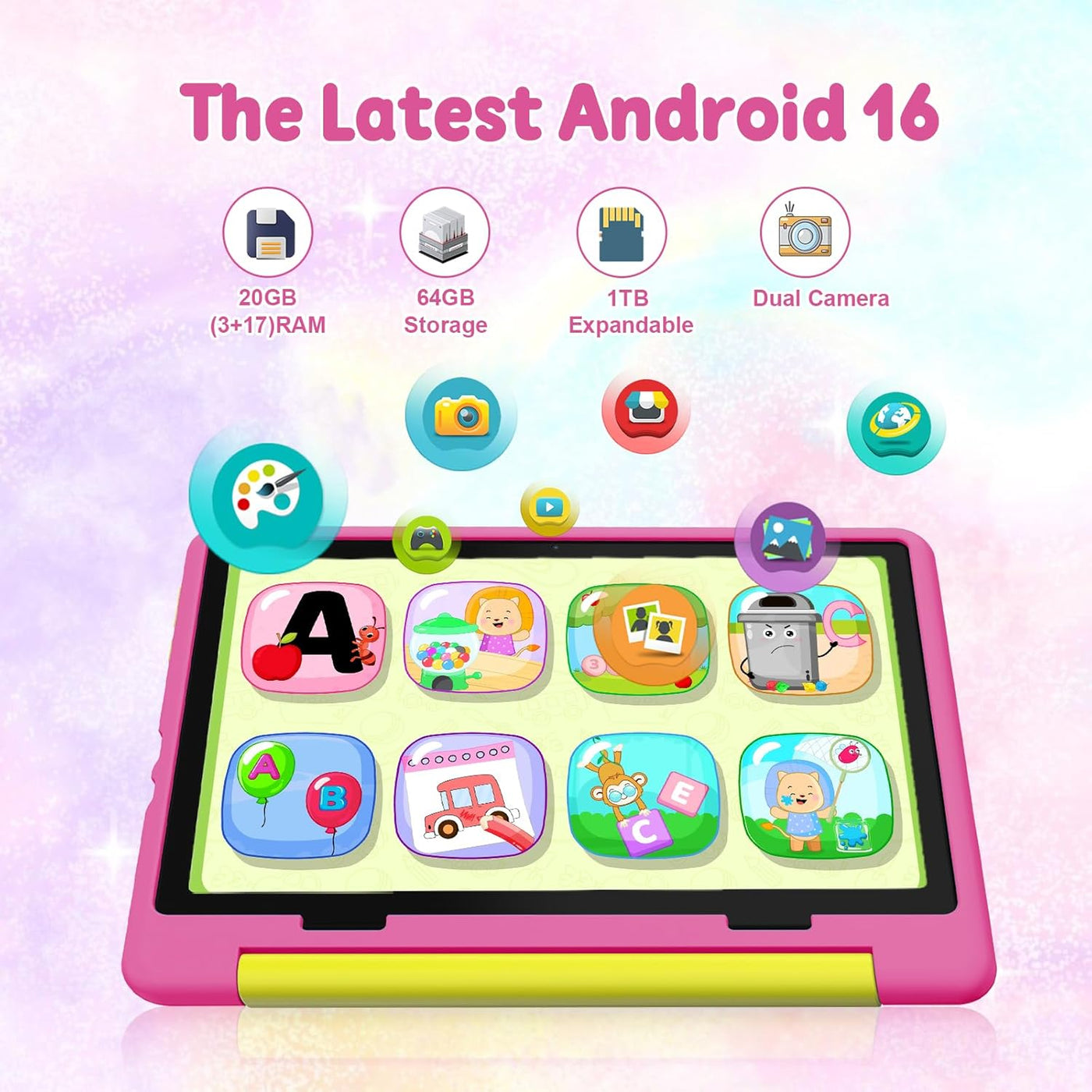 Tablet para niños, Android 15 con pantalla HD, 10.1 pulgadas, contr...