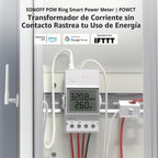 SONOFF POWCT - Medidor de potencia inteligente, interruptor conectado WiFi con protección contra sobrecarga, monitoreo de energía en tiempo real, pantalla LCD, funciona con Amazon Alexa/Google Home/IFTTT