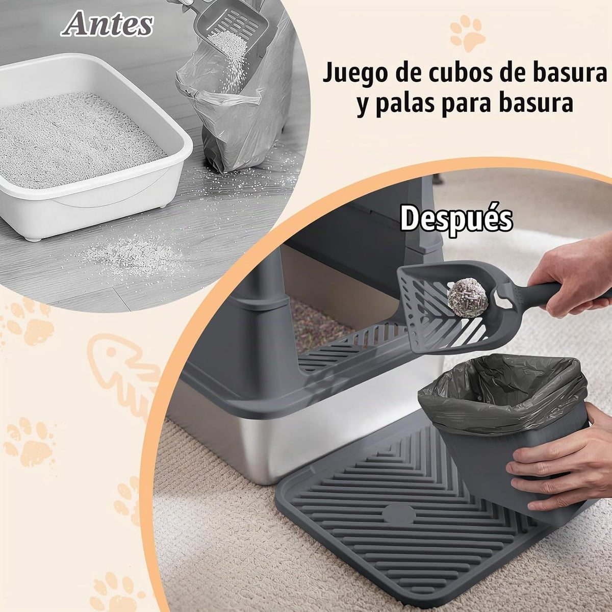 AIPERRO Caja de arena cerrada para gatos de acero inoxidable con tapa de