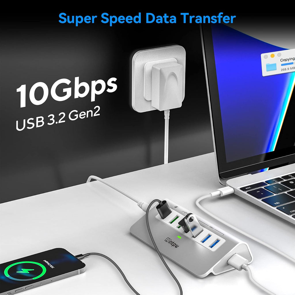 intpw, YH4S, hub USB 3.2 de 7 puertos, alimentado