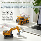 Mini excavadora RC y camión volquete escala 1:64 para niños y