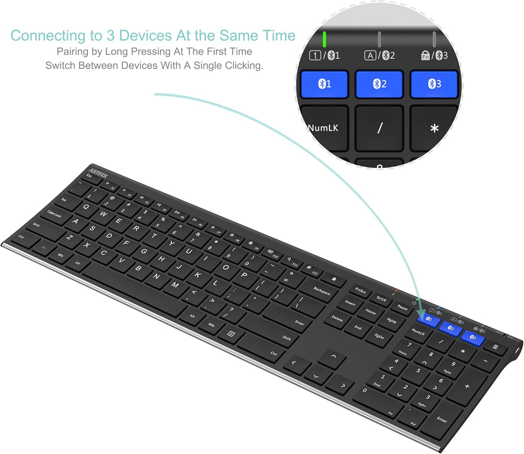 Arteck HB192 Teclado Bluetooth universal multidispositivo