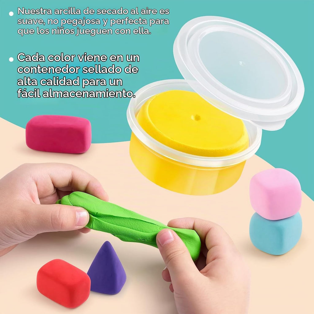 Drama Planet Kit de arcilla seca al aire para niños, 26 tutoriales de