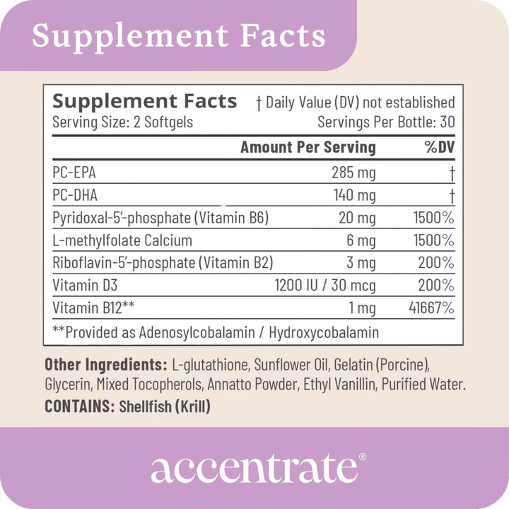 Accentrate 110 - Suplemento Focus - Complejo de vitamina B metilado...